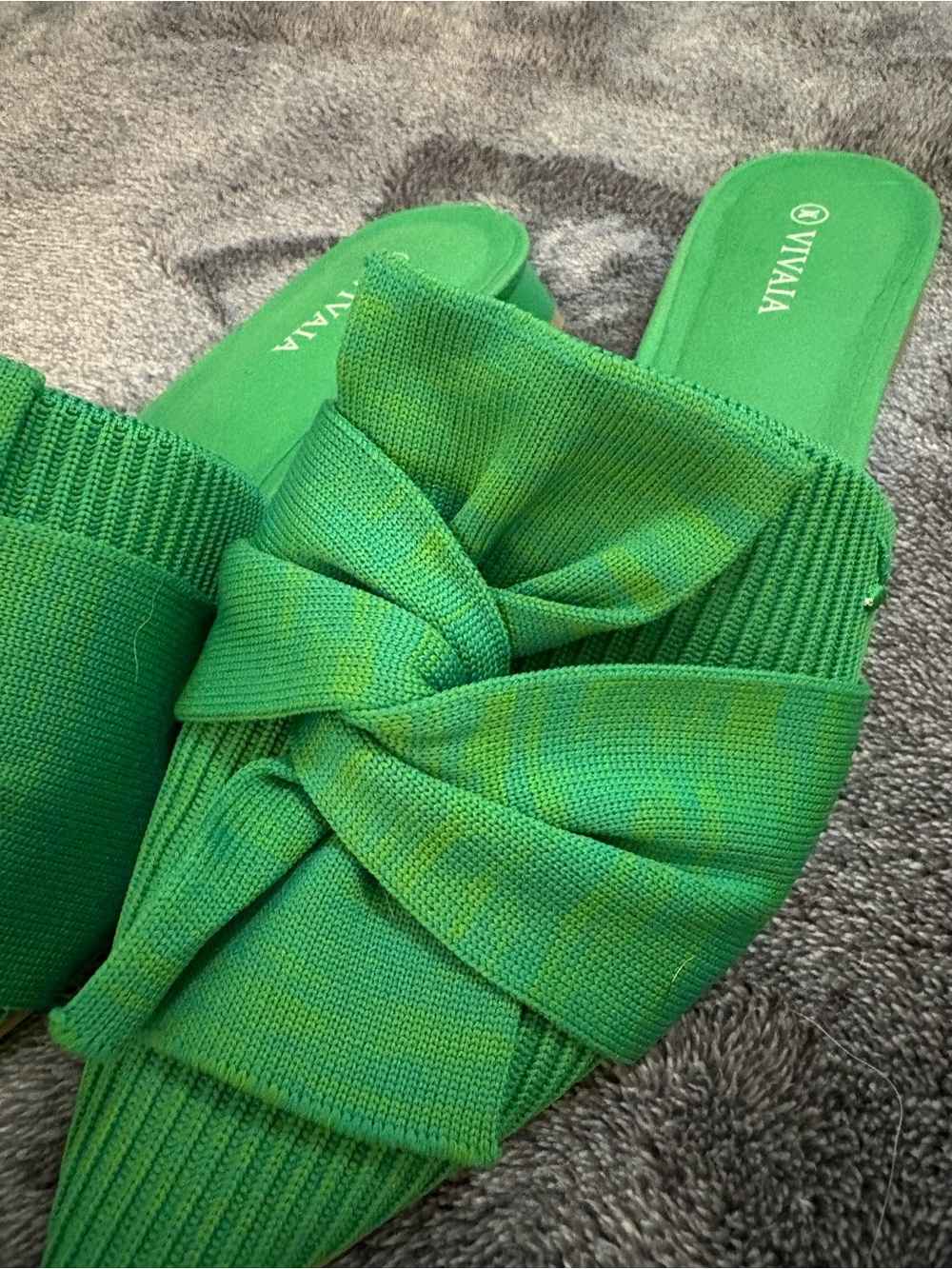 VIVAIA Bright Green Yaffa Pointed-Toe Knot Mules - EU 39 US sz 8 - Picture 7 of 11
